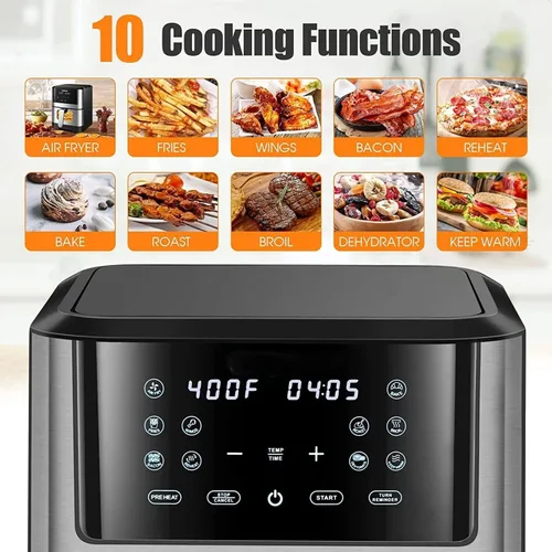 Miniatura 2 de Freidora de aire digital LED, horno tostador eléctrico con freidora de aire, freidora de aire multifunción, asar, asar, deshidratar y más