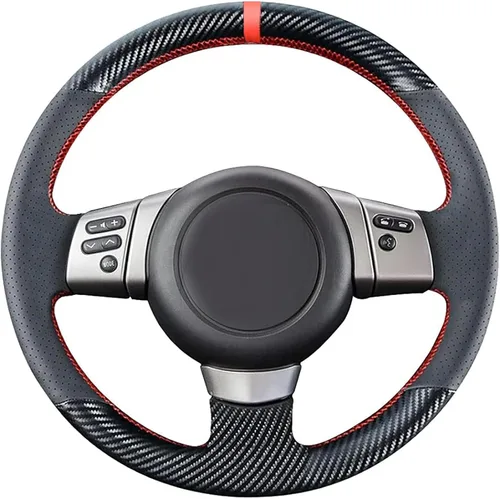 Miniatura 12 de Funda para volante de cuero negro personalizado con fibra de carbono para Toyota FJ Cruiser 2007 2008 2009 2010 2011 2012 2013 2014, piezas