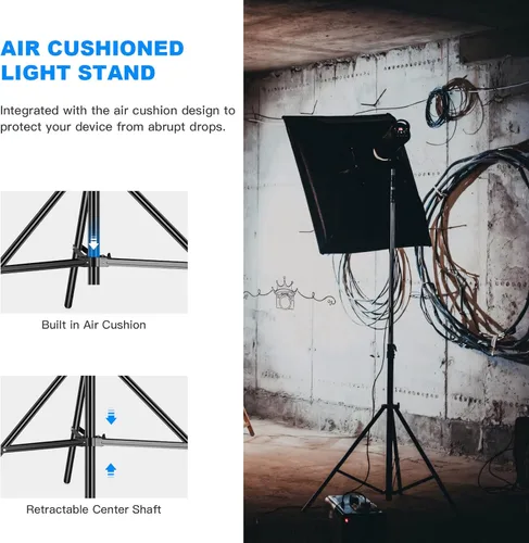 Miniatura 4 de Soporte de luz resistente de 9.8 pies / 9.8 ft ajustable de 22.0 lbs/22 libras, carga máxima, soporte de trípode acolchado de aire con rosca de 1/4