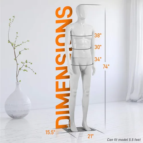 Miniatura 2 de SereneLife Forma de vestido de torso de maniquí masculino de 74 pulgadas con soporte de cuerpo completo, desmontable, ajustable, detalles faciales
