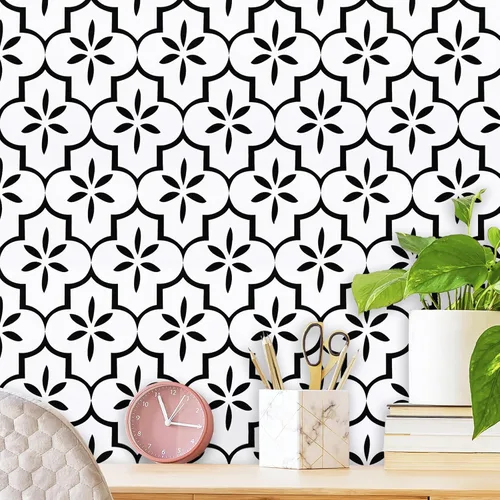 Miniatura 13 de GloryTik Papel Tapiz Despegar y Pegar Bohemio Moderno Beige Papel de Contacto Despegar y Pegar Papel de Pared Removible Autoadhesivo Geométrico