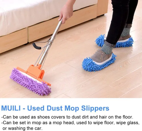 Miniatura 3 de 10 unidades, 5 pares de pantuflas para trapeador, multifunción, fibra de chenilla, lavable, para limpiar el suelo, para baño, oficina, cocina