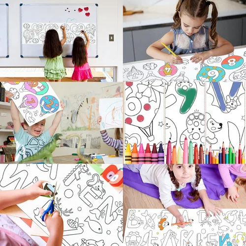Miniatura 7 de Rollo de dibujo para niños, rollo de papel para colorear para regalo de niños, 120 x 11.8 pulgadas, rollo de papel de dibujo de bricolaje, rollo