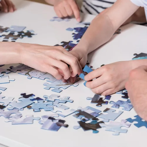 Miniatura 5 de Rompecabezas de dragón Aurora de 1000 piezas para adultos, azul vibrante y morado, rompecabezas grande y desafiante para la familia, juego