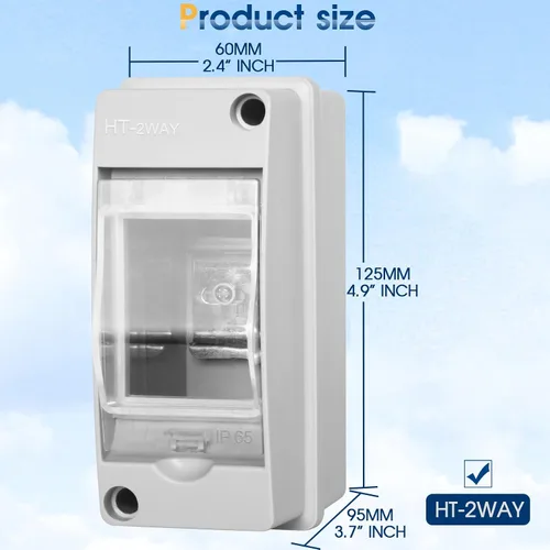 Miniatura 5 de Caja de Protección de Distribución Impermeable, Caja Eléctrica de Disyuntores de Plástico ABS y Cubierta Transparente IP65, para Disyuntor de Pared