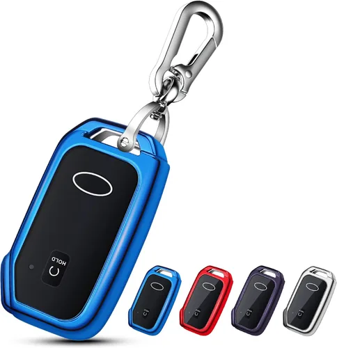 QBUC Funda para llavero KIA, funda para llavero con llavero para Kia Ceed Cerato Forte, etc. (1 botón o no solo en la superficie frontal) (azul)