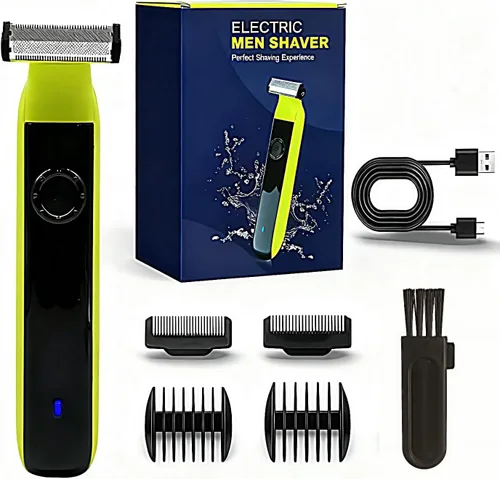Recortadora de barba para hombres, afeitadora eléctrica híbrida recargable y peluquera corporal, afeitadora facial lavable, 4 peines para hombre