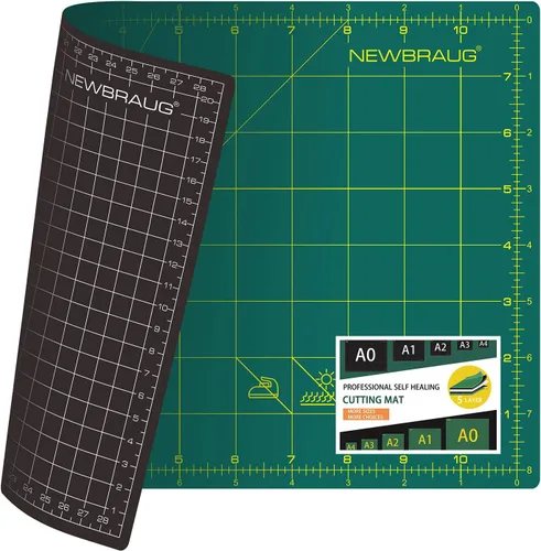 Miniatura 15 de NEWBRAUG Alfombrilla de corte autocurativa perfecta de 18'' × 24'', tabla de corte giratoria con cuadrícula antideslizante, necesaria para Verde &