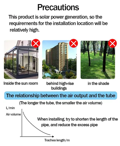 Miniatura 7 de Oxigenador de estanque solar compacto, 2600/5200mAh, negro, aluminio, alimentado por energía solar, manguera de 16.4 ft, 2 piedras de aire, volumen