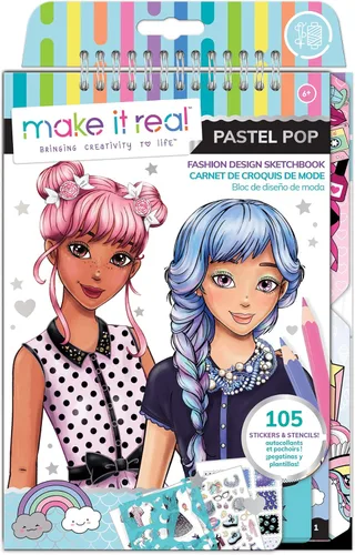 Miniatura 7 de Make It Real Cuaderno de bocetos de diseño de moda: estilo urbano - Libro para colorear con diseño de moda inspirador para niñas - Incluye cuaderno