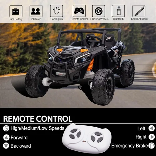 Miniatura 2 de XXXL - Vehículo eléctrico UTV de 24 V y 2 plazas para niños, vehículo eléctrico con batería UTV con control remoto con motores de 4 x 100 W