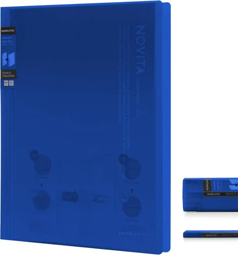 Miniatura 16 de Kokuyo Carpeta de 20 bolsillos con fundas de plástico de 8.5"x11" (azul claro), portafolio de arte expandible A4 y tamaño carta estadounidense