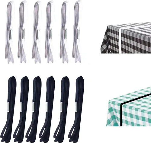 Miniatura 7 de Banda elástica para mantel de mesa con cuerda elástica para sujetar el mantel para picnic, campamento, mesas al aire libre, bodas, fiestas, etc.