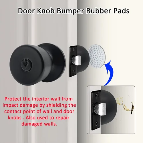 Miniatura 6 de Pomo de puerta con llave, color negro mate, redondo, pomo de puerta de paso, bloqueo de privacidad, perilla de puerta interior/exterior, cerradura