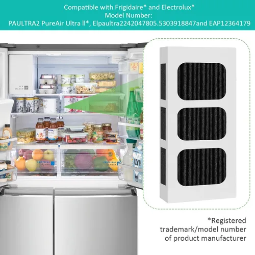 Miniatura 5 de Paquete de 6 filtros de aire de repuesto para refrigerador PAULTRA2, compatible con Frigidaire Pure Air Ultra 2, Pure Air Ultra II, Pureair Ultra II
