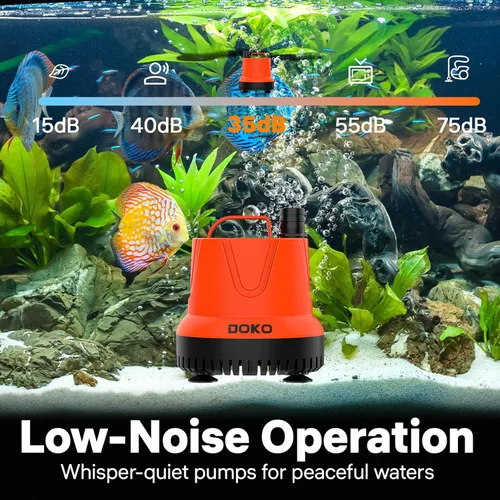 Miniatura 3 de DOKO Bomba de agua sumergible pequeña, bomba de agua para pecera de 850GPH con cable de alimentación de 6 pies y asa, bombas de estanque ultra