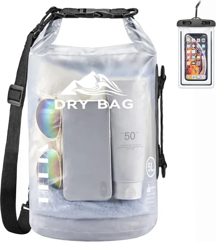 Miniatura 12 de HEETA Bolsa Seca Impermeable para Mujeres y Hombres, 5L/10L/20L/30L/40L Tapa Enrollable Bolsa de Almacenamiento Seca Ligera Mochila con Funda