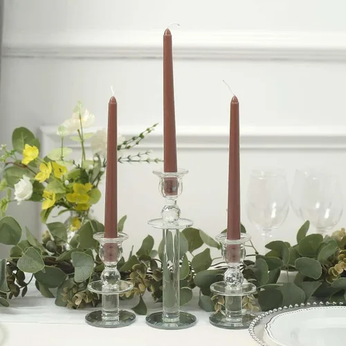 Miniatura 12 de Efavormart 12 Pack 11" Velas cónicas de cera de parafina de rosa mate de color oro rosa de alta calidad, velas de cena largas sin aroma, con mecha