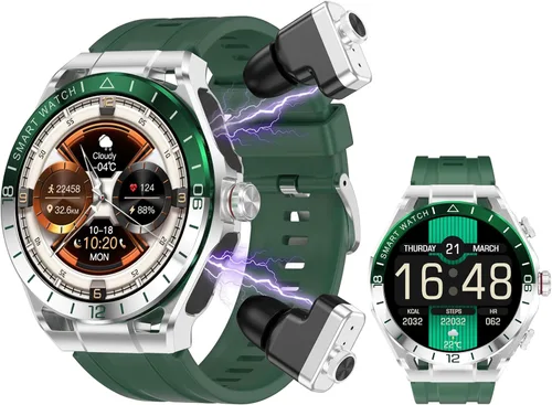 ZJX Reloj inteligente con auriculares para hombre, pantalla HD táctil completa de 1.52 pulgadas, cuerpo de metal, auriculares deportivos TWS reloj