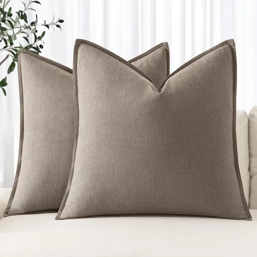 Miniatura 16 de MIULEE - Juego de 2 fundas de almohada decorativas de lino, estilo bohemio, rústico, neutral, para sofá, cama, 16 x 16 pulgadas, color marrón