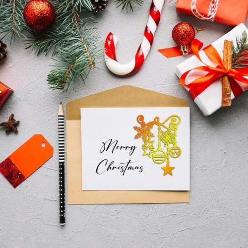 Miniatura 5 de Estivaux Cascabel de Navidad troquelado para hacer tarjetas, bombilla colgante de Navidad, troqueles de corte, copos de nieve de invierno, plantilla
