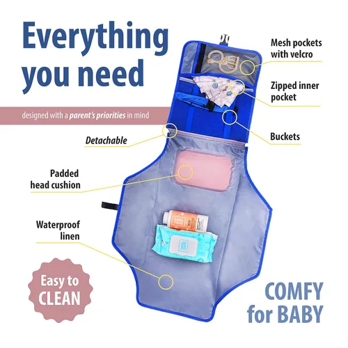 Miniatura 2 de Cambiador portátil para bebé – Cambiador de pañales portátil – Impermeable, plegable y fácil de limpiar, cambiador de bebé de viaje – Bolsa