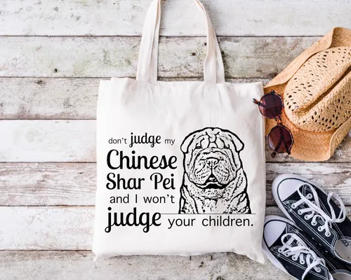 Miniatura 2 de Pet Studio Art Bolso tote Don't Judge My Dog Shar Pei chino