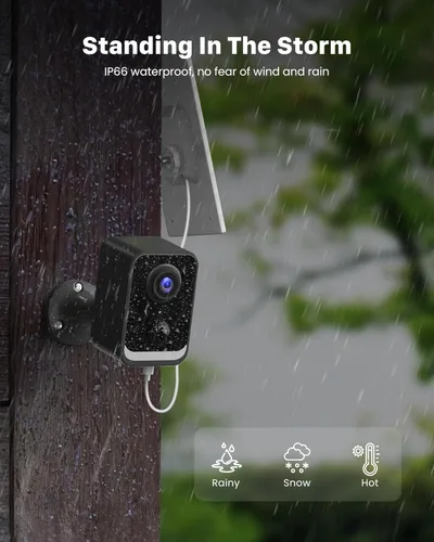 Miniatura 4 de Cámaras de seguridad PEEIPM inalámbricas para exteriores: cámaras con energía solar para sistema de seguridad del hogar WiFi, batería, kit de 2-negro