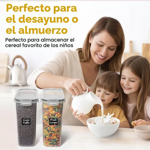 Miniatura 8 de Shazo Paquete de 2 recipientes pequeños herméticos para cereales con tapas, perfecto para ahorrar espacio, sin BPA, organización de despensa