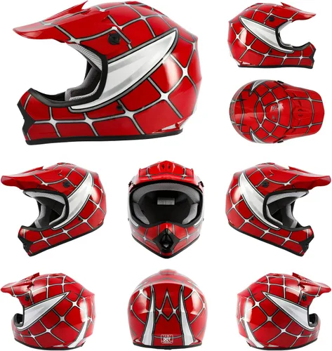 Miniatura 2 de TCMT Casco de motocross para jóvenes, certificado por DOT, casco de motocross ATV de cara completa para niños con gafas, guantes y bolsa para casco