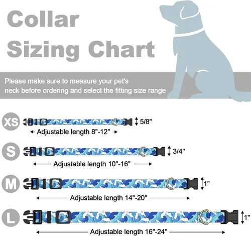 Miniatura 7 de Rnivvi Collar de perro para perros pequeños, lindo collar ajustable de alta resistencia para cachorros con hebilla de liberación rápida para niño