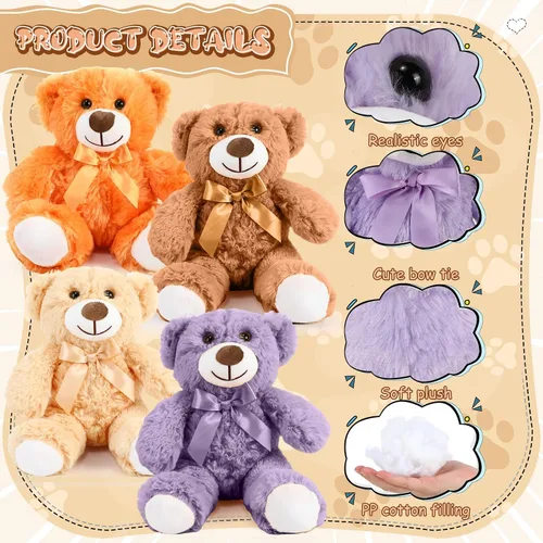 Miniatura 3 de Liliful 18 piezas de 14 pulgadas de oso de San Valentín, juguetes de peluche a granel para baby shower, oso de felpa suave, regalos para San