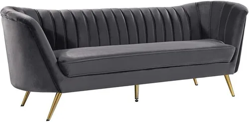 Miniatura 9 de Meridian Furniture Colección Margo Modern Sofá tapizado de terciopelo contemporáneo con acolchado de canal profundo y patas de acero inoxidable