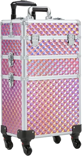 Miniatura 11 de Yaheetech Estuche de maquillaje profesional de entrenamiento 4 en 1/carrito de cosméticos rodante/estuche organizador de maquillaje/estuche de viaje