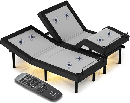 Miniatura 9 de Clara Clark Marco de cama ajustable, marco de cama de masaje ajustable, base de cama ajustable para masaje de cabeza y pies, control remoto