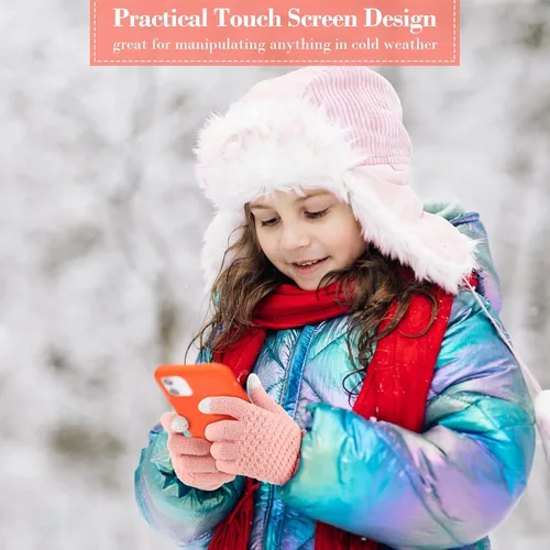 Miniatura 4 de 4 pares de guantes de punto para pantalla táctil de invierno para niños