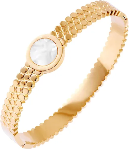 Miniatura 10 de Colección de Pulseras Brazalete de Acero Inoxidable 316L Chapado en Oro de 18K - 12 Diseños Únicos + Cadena de Acero de Titanio con Acento