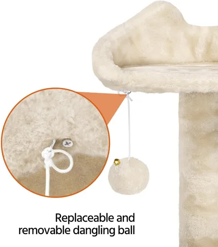 Miniatura 8 de Topeakmart Árbol para gatos de 54 pulgadas, torre para gatos con postes rascadores y percha para condominios grandes, muebles de casa con soporte