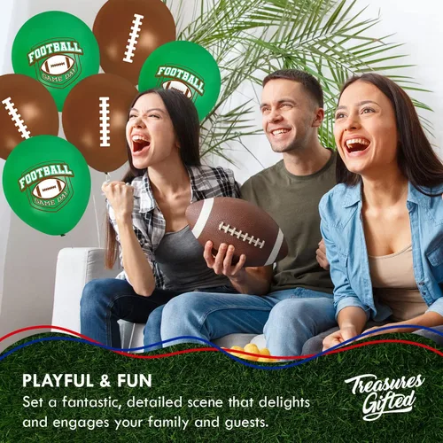 Miniatura 4 de Treasures Gifted Globos de fútbol – Paquete de 12 globos de helio de fútbol de 12 pulgadas – Decoraciones de fútbol – Suministros para fiestas