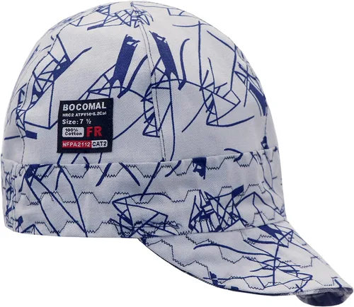 Miniatura 6 de BOCOMAL Gorro de Soldadura Resistente al Fuego CAT2 de Peso Medio con Estampado, Gorras de Soldador de 6 Paneles - Juego de 2