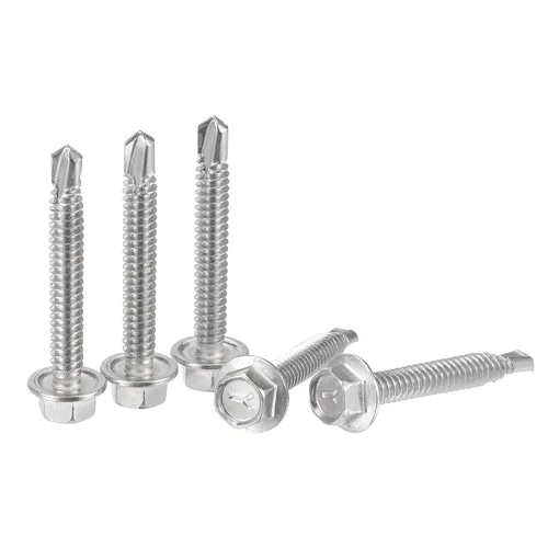 uxcell Tornillos autoperforantes con cabeza de arandela hexagonal, #12 x 1 1/2 "410 Tornillo de chapa autoperforante de acero inoxidable 410, 50
