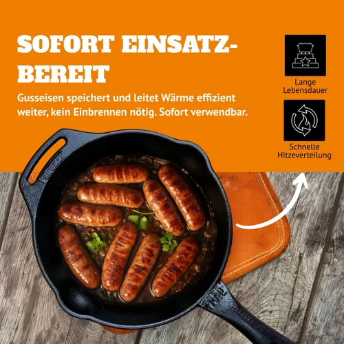 Miniatura 3 de Petromax Sartén de hierro fundido para cocina o campamento, utensilios de cocina pre-sazonados para fogata o horno y estufa casera, conduce el calor