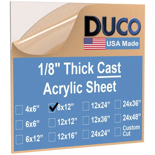 Miniatura 39 de Duco - Hoja de acrílico fundido transparente hecha en Estados Unidos, 1/8 de pulgada de grosor, 12 x 12 pulgadas, 1 paquete de láminas de plexiglás