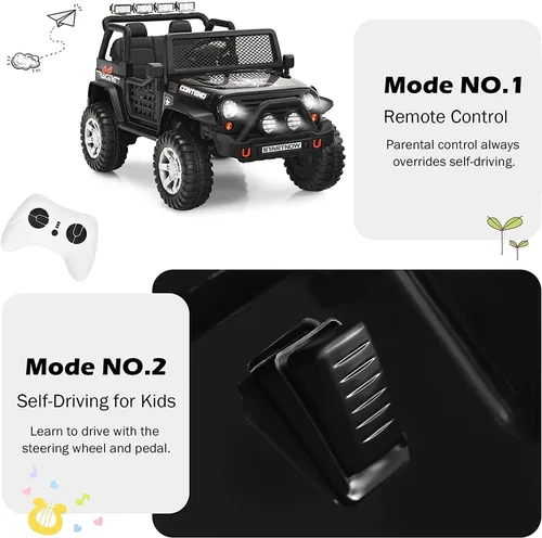 Miniatura 2 de Costzon - Camioneta de paseo para niños de 2 plazas, vehículo eléctrico con batería de 12 V con control remoto, 2 velocidades, suspensión
