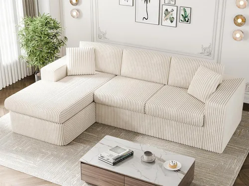 Vongrasig Sofá modular sin hueso de 105 pulgadas para sala de estar, sofás modulares con diván en forma de L, cómodo sofá nube de espuma