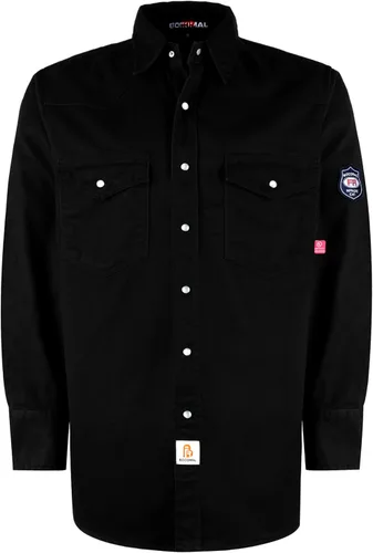 Miniatura 14 de BOCOMAL Camisas FR Resistente a la llama 100% C NFPA2112 7.5oz Camisa de soldadura resistente al fuego para hombres Cuadros azul marino/blanco