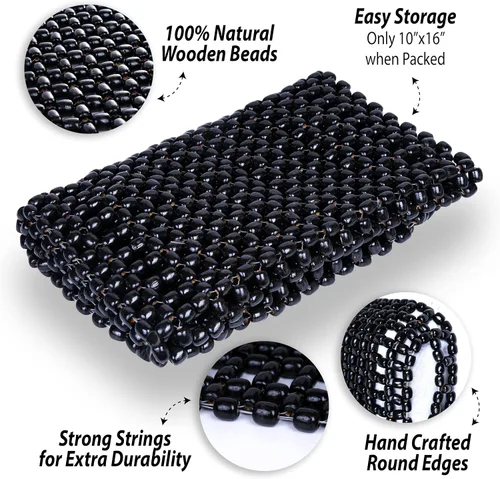 Miniatura 5 de ZONETECH Royal - Funda de asiento con cuentas de madera natural y funda de asiento cómoda con cuentas de madera negra