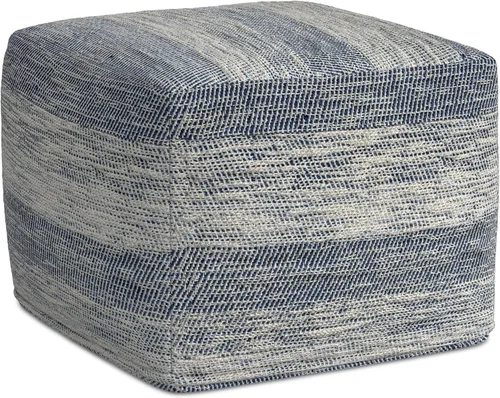 Miniatura 13 de SIMPLIHOME Macie Boho - Puf cuadrado tejido para exteriores/interiores en poliéster PET reciclado gris y blanco para sala de estar, dormitorio