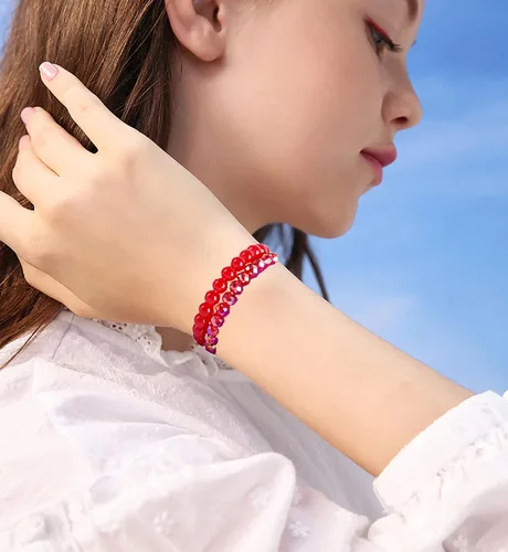 Miniatura 5 de Svovin 20 pulseras elásticas de cuentas de 0.315 pulgadas para mujer, cristal de cristal, hechas a mano, elásticas, multicolor, apilables, redondas
