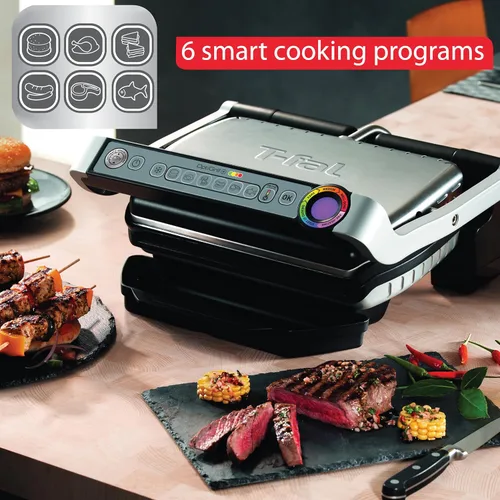 Miniatura 3 de T-Fal OptiGrill - Parrilla eléctrica de acero inoxidable, 4 porciones, 6 modos de cocción automáticos, parrilla inteligente, poco hecho a bien